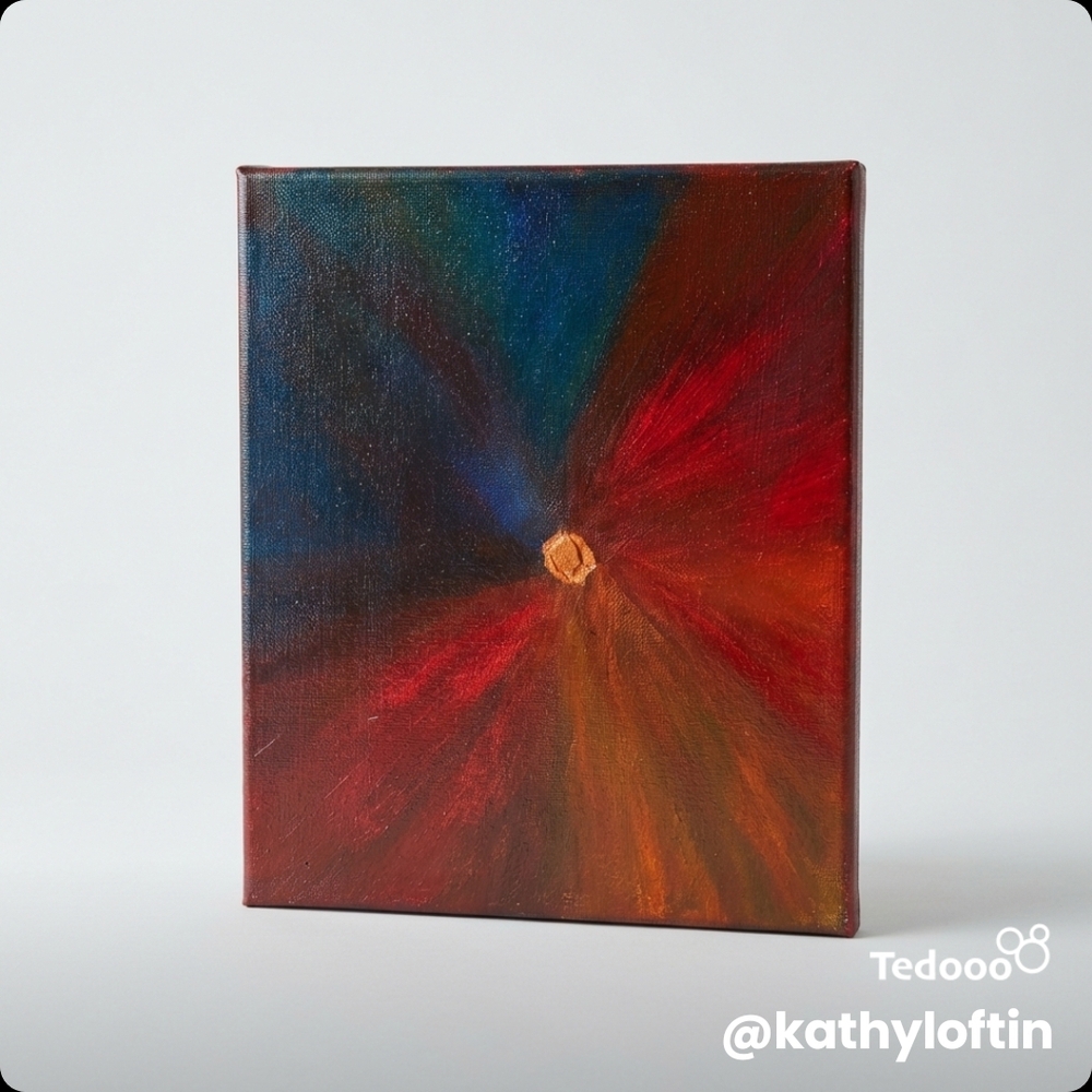 Original Abstract Red and Blue Canvas Art